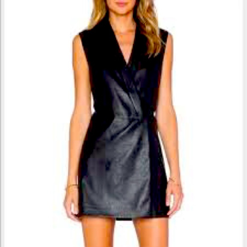 BCBG black vegan leather dress size XS